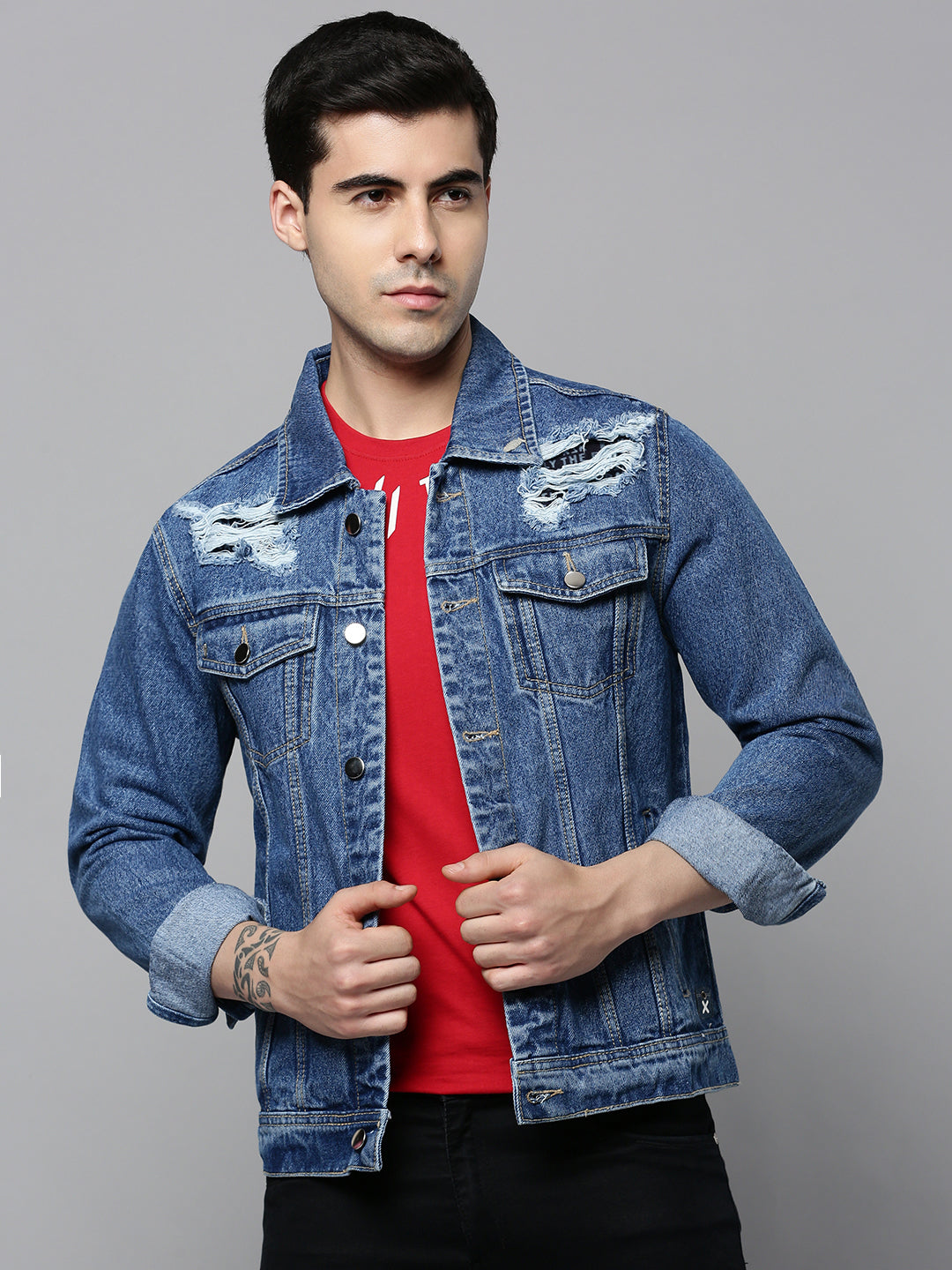 Men's Blue Washed Denim Jacket