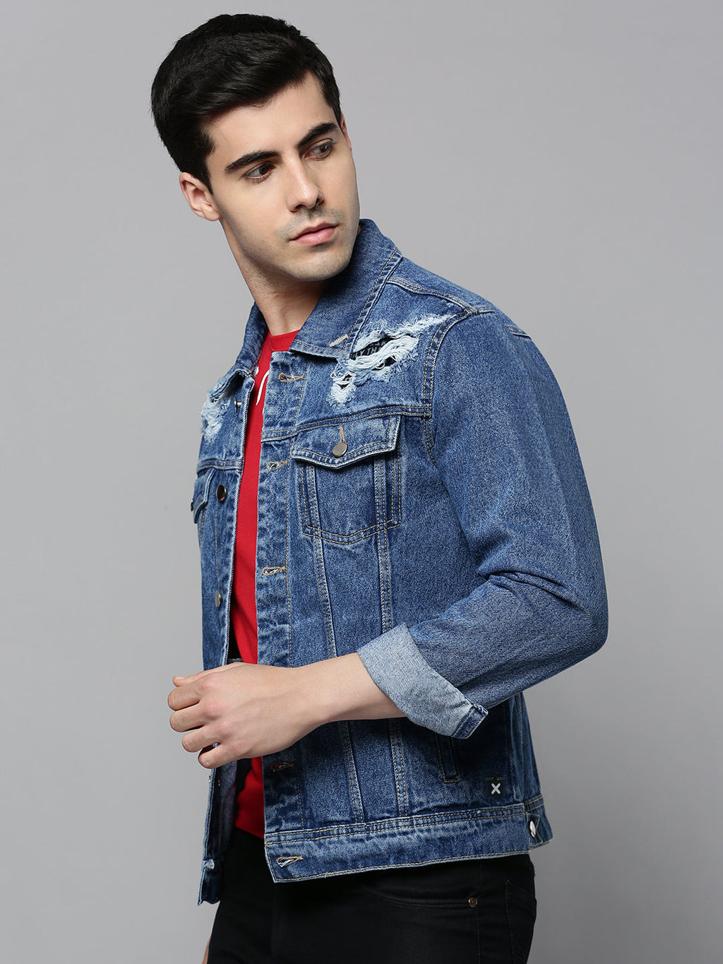 Men's Blue Washed Denim Jacket