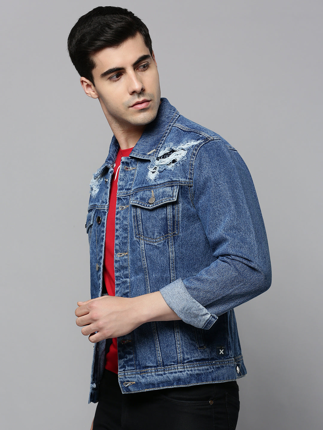 Men's Blue Washed Denim Jacket