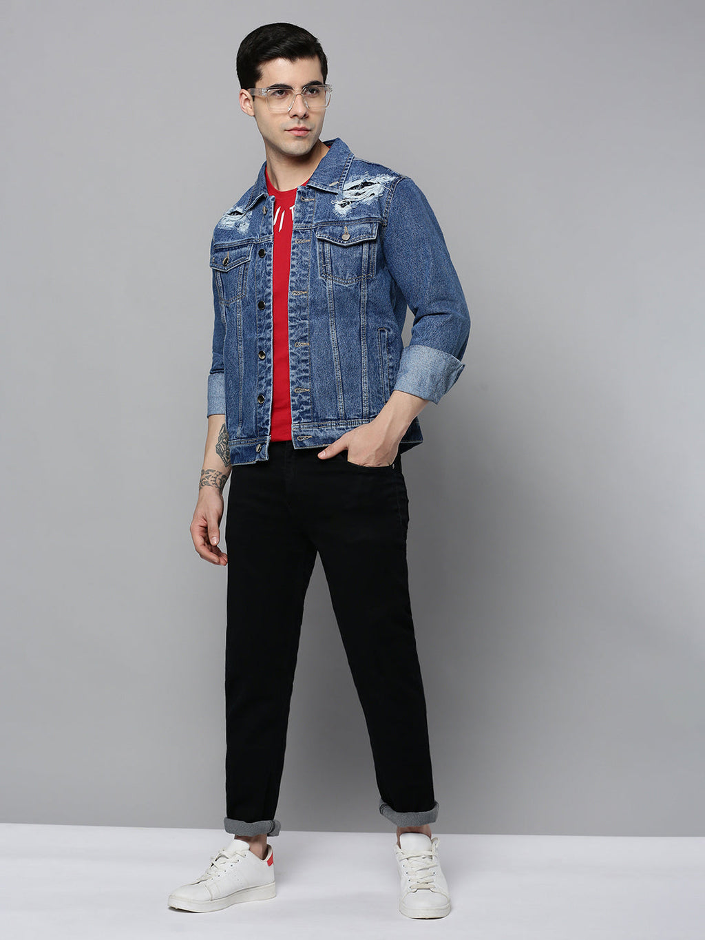 Men's Blue Washed Denim Jacket