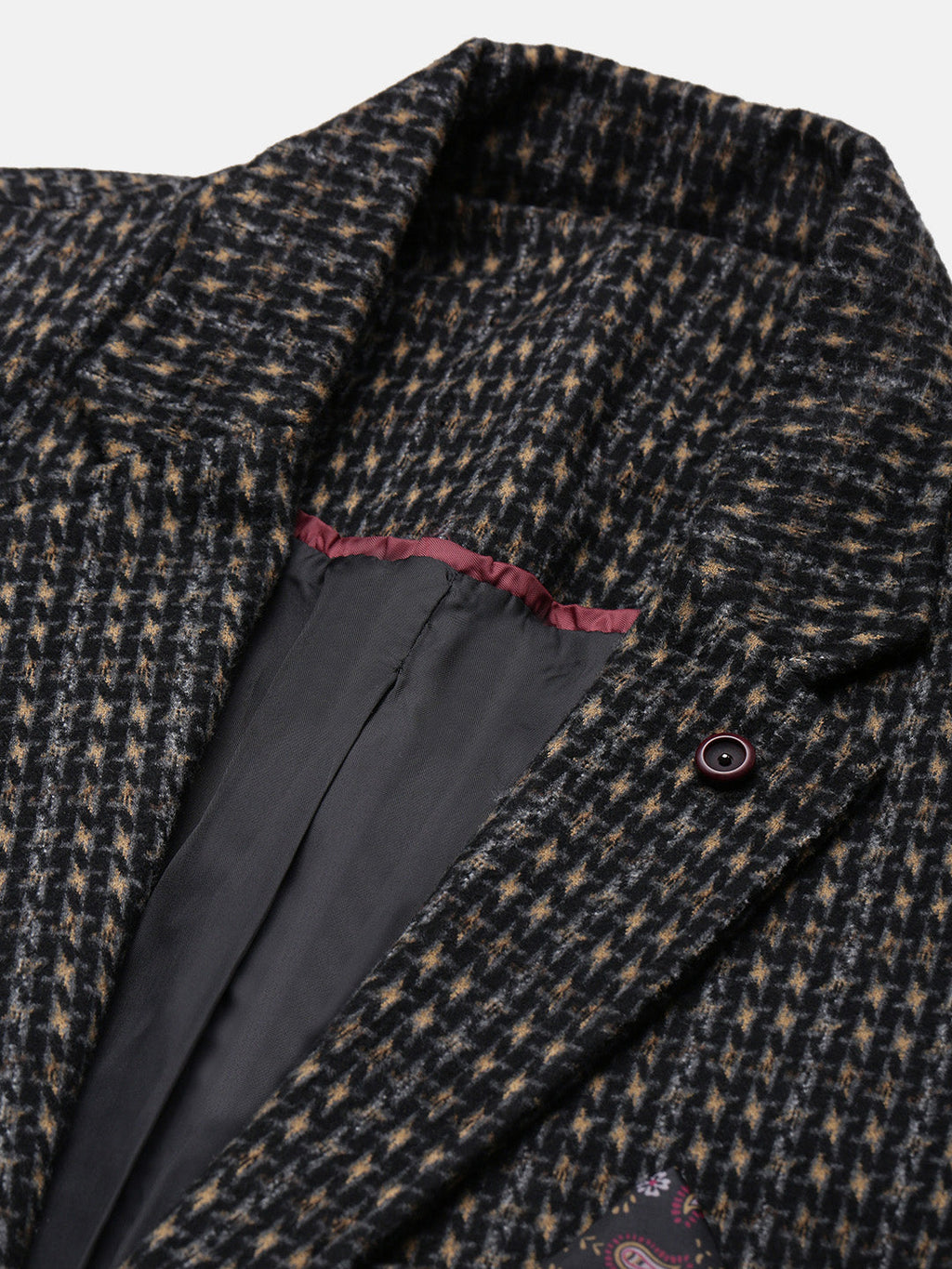 Men's Black Checked Single Breasted Blazer