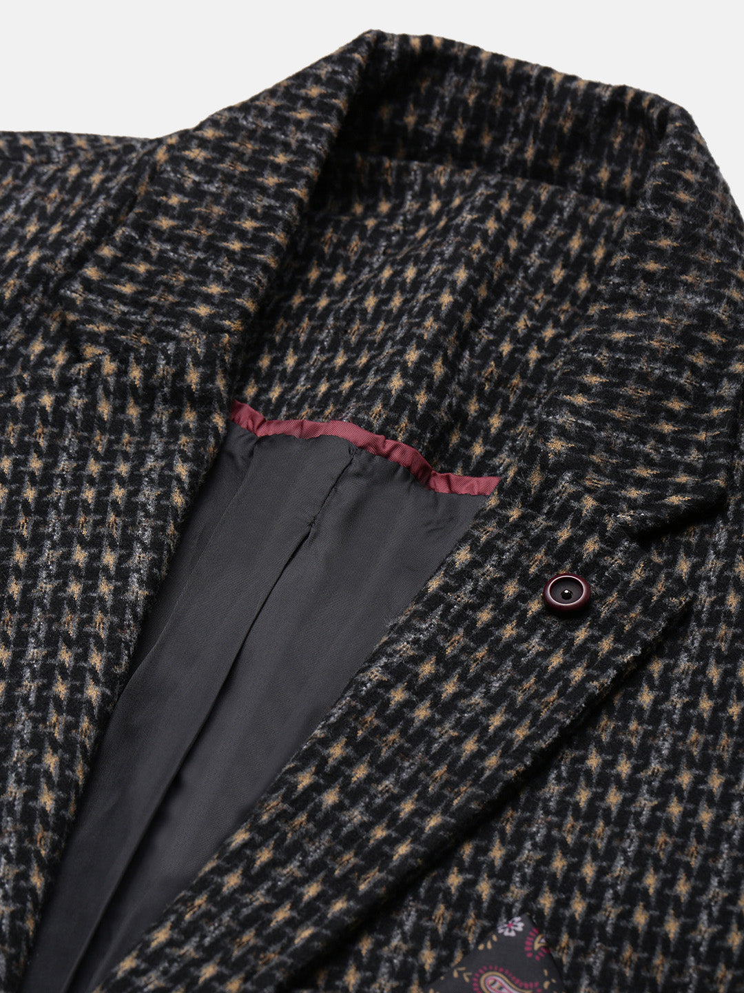 Men's Black Checked Single Breasted Blazer