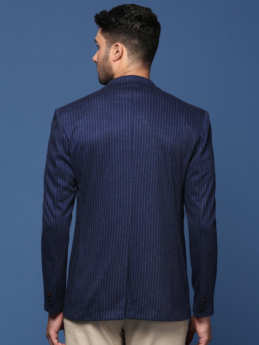 Men's Navy Blue Slim Fit Single Breasted Blazer