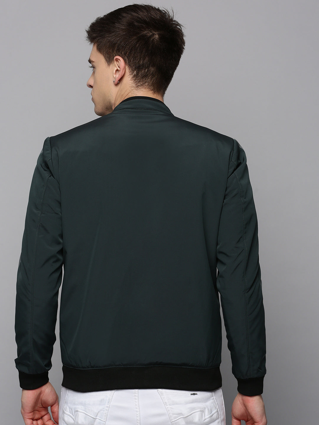 Men's Teal Mandarin Collar Water Resistant Bomber Jacket