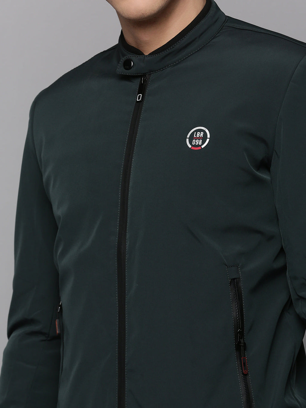 Men's Teal Mandarin Collar Water Resistant Bomber Jacket