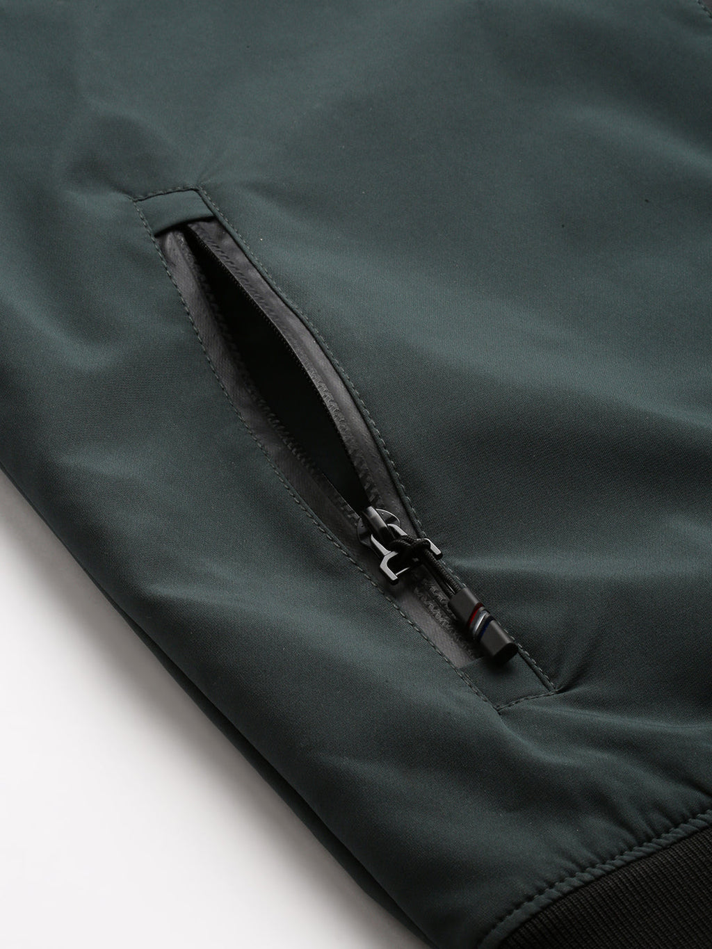 Men's Teal Mandarin Collar Water Resistant Bomber Jacket