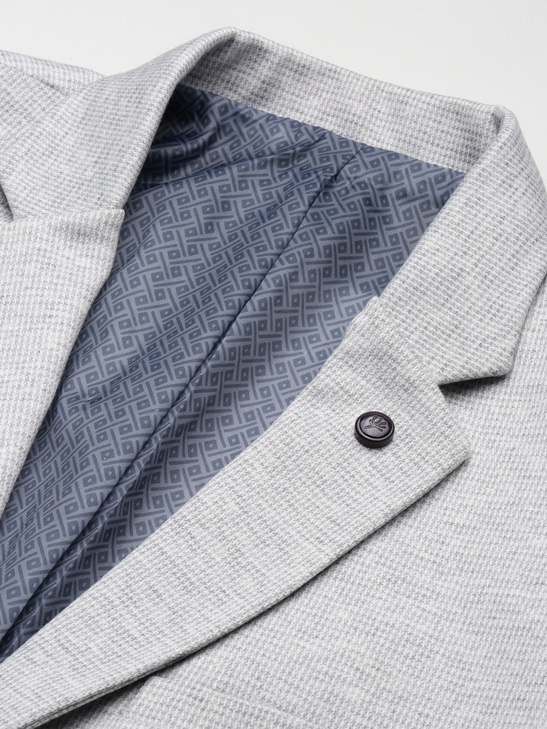 Men's Grey Solid Single Breasted Blazer