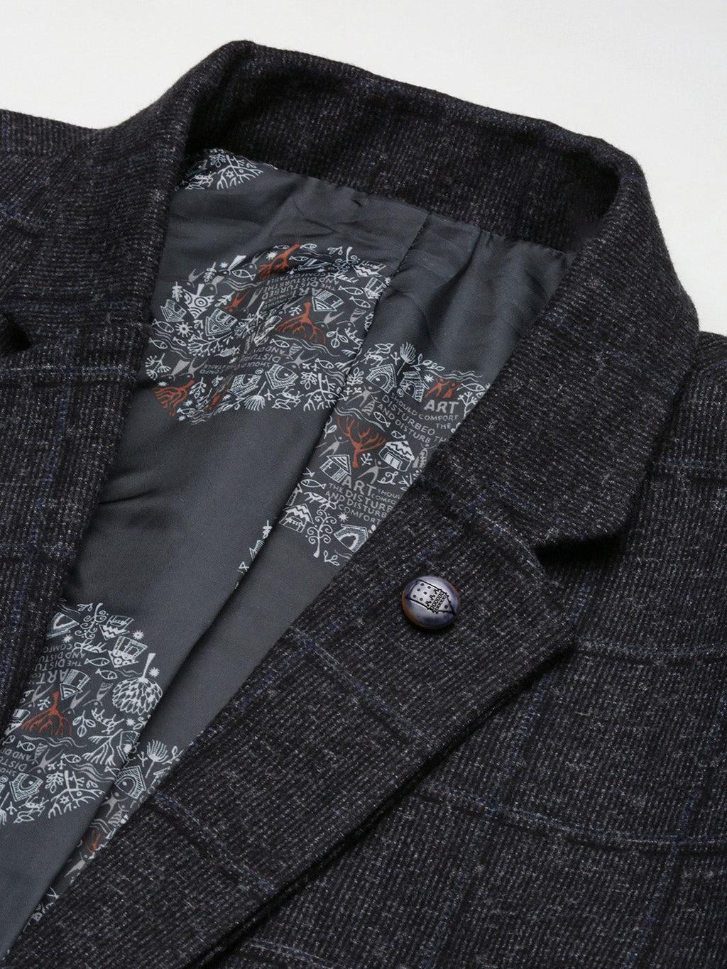 Men's Black Checked Single Breasted Blazer