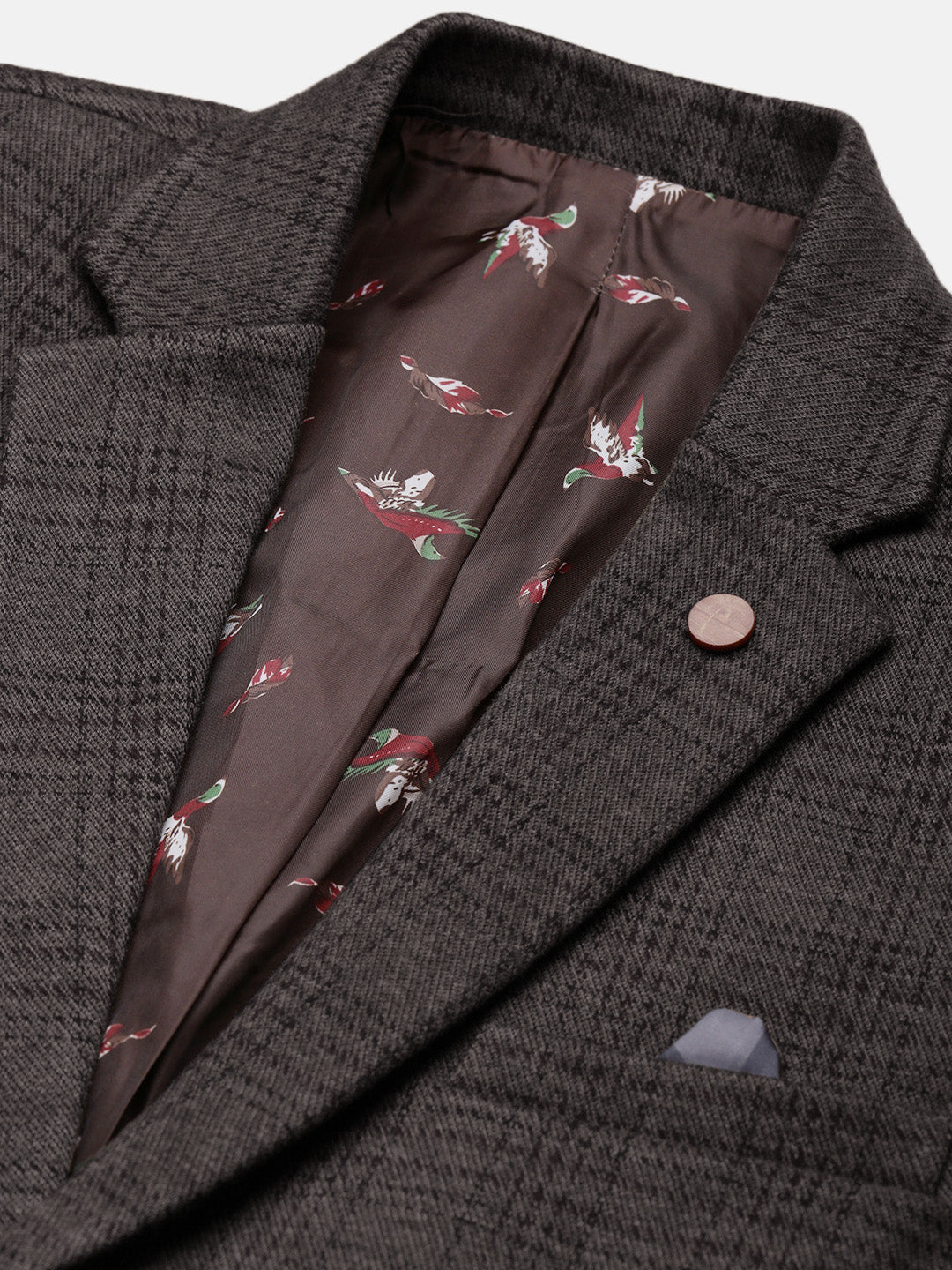 Men's Black Checked Single Breasted Blazer