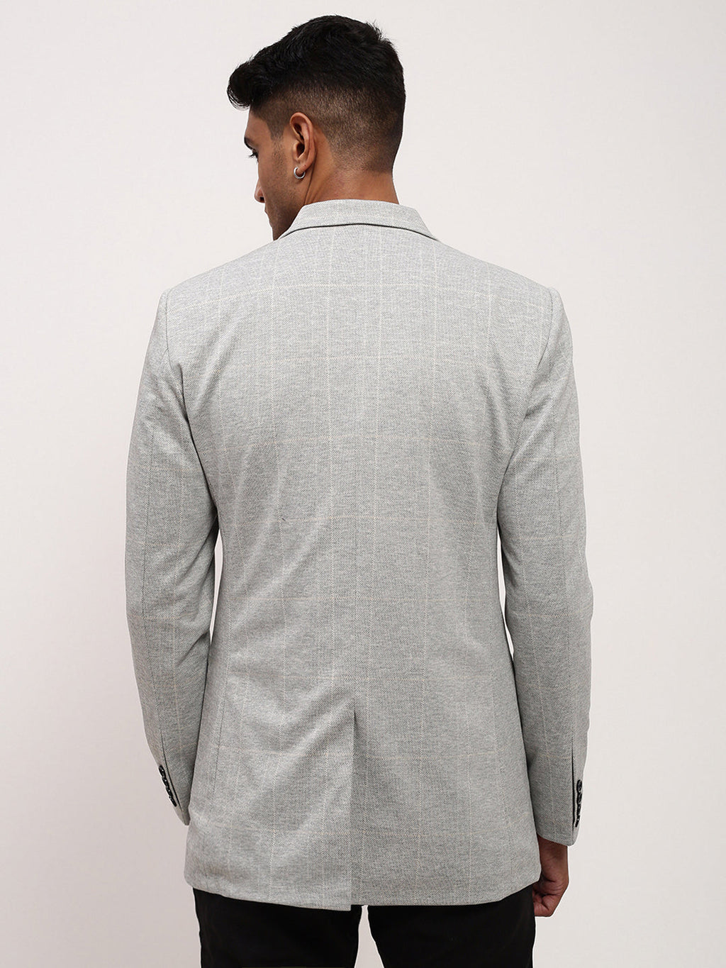 Men's Grey Checked Single Breasted Blazer