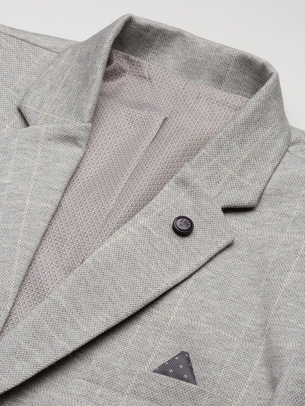 Men's Grey Checked Single Breasted Blazer