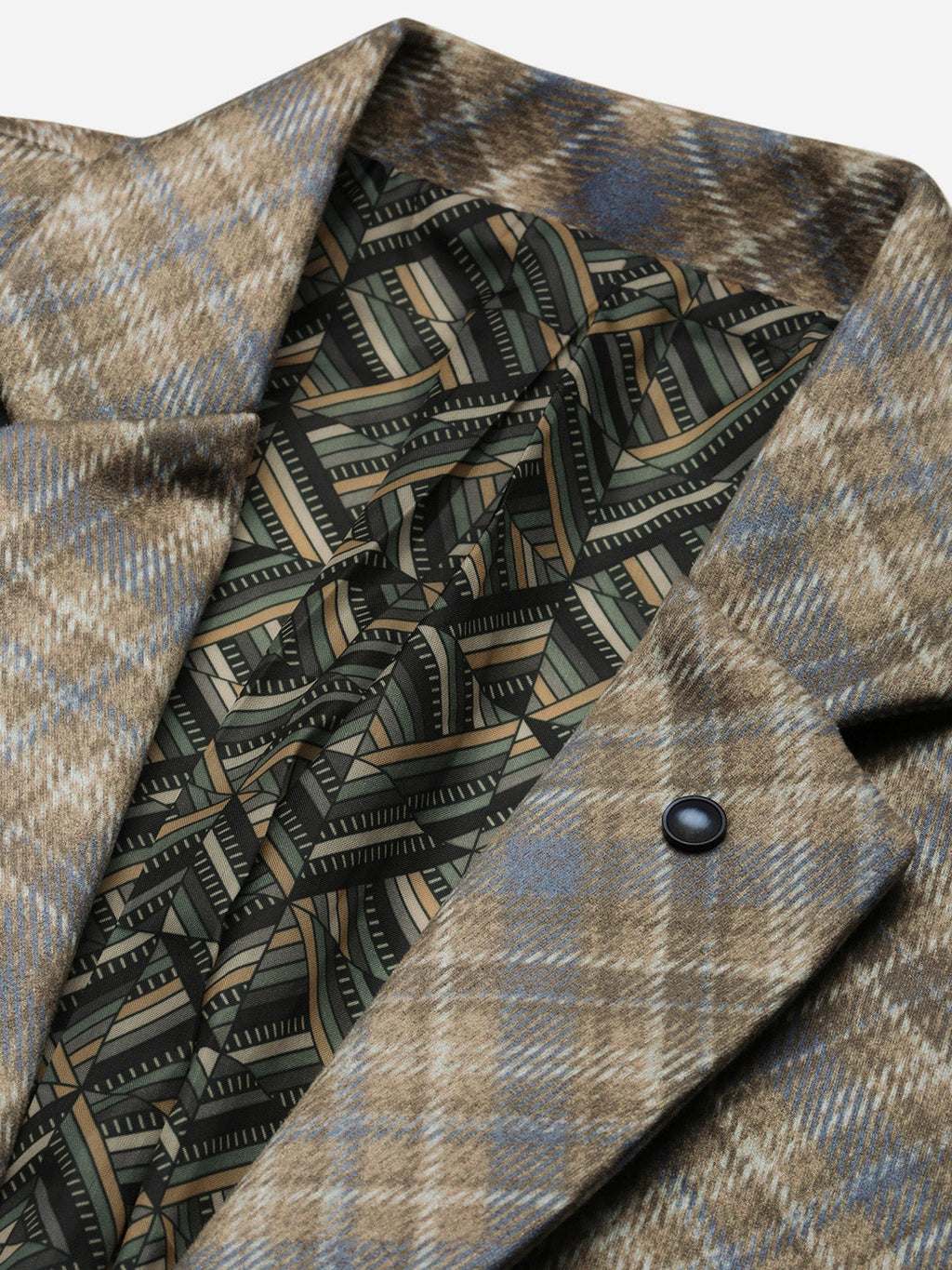 Men's Brown Printed Single Breasted Blazer