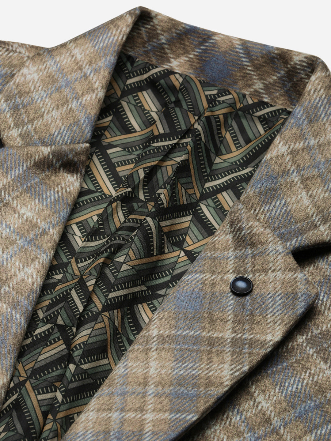 Men's Brown Printed Single Breasted Blazer