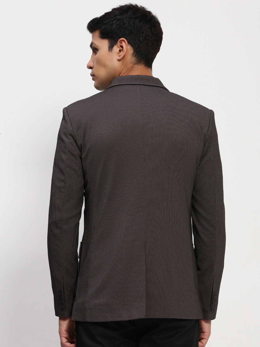 Men's Brown Solid Single Breasted Blazer