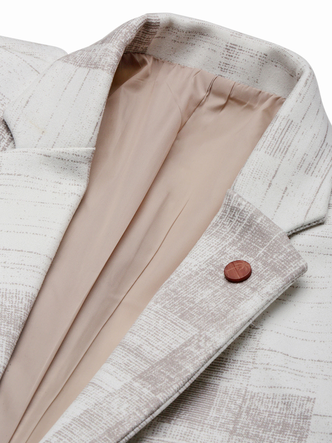 Men's Off White Printed Single Breasted Blazer