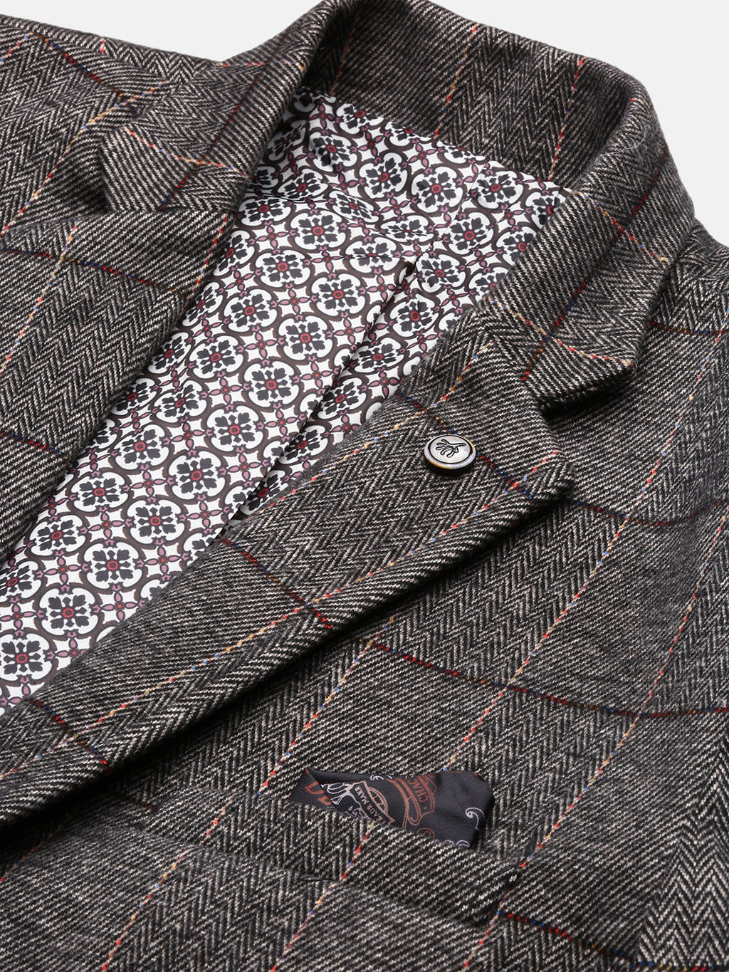 Men's Brown Slim Fit Checked Single Breasted Blazer