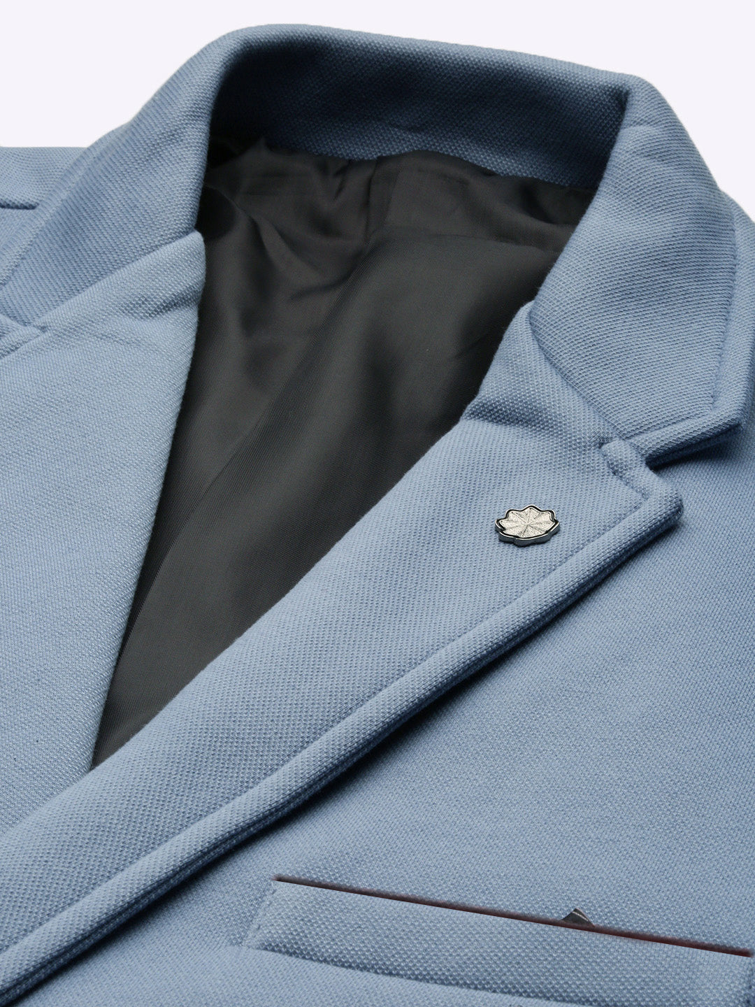 Men's Blue Solid Single Breasted Blazer