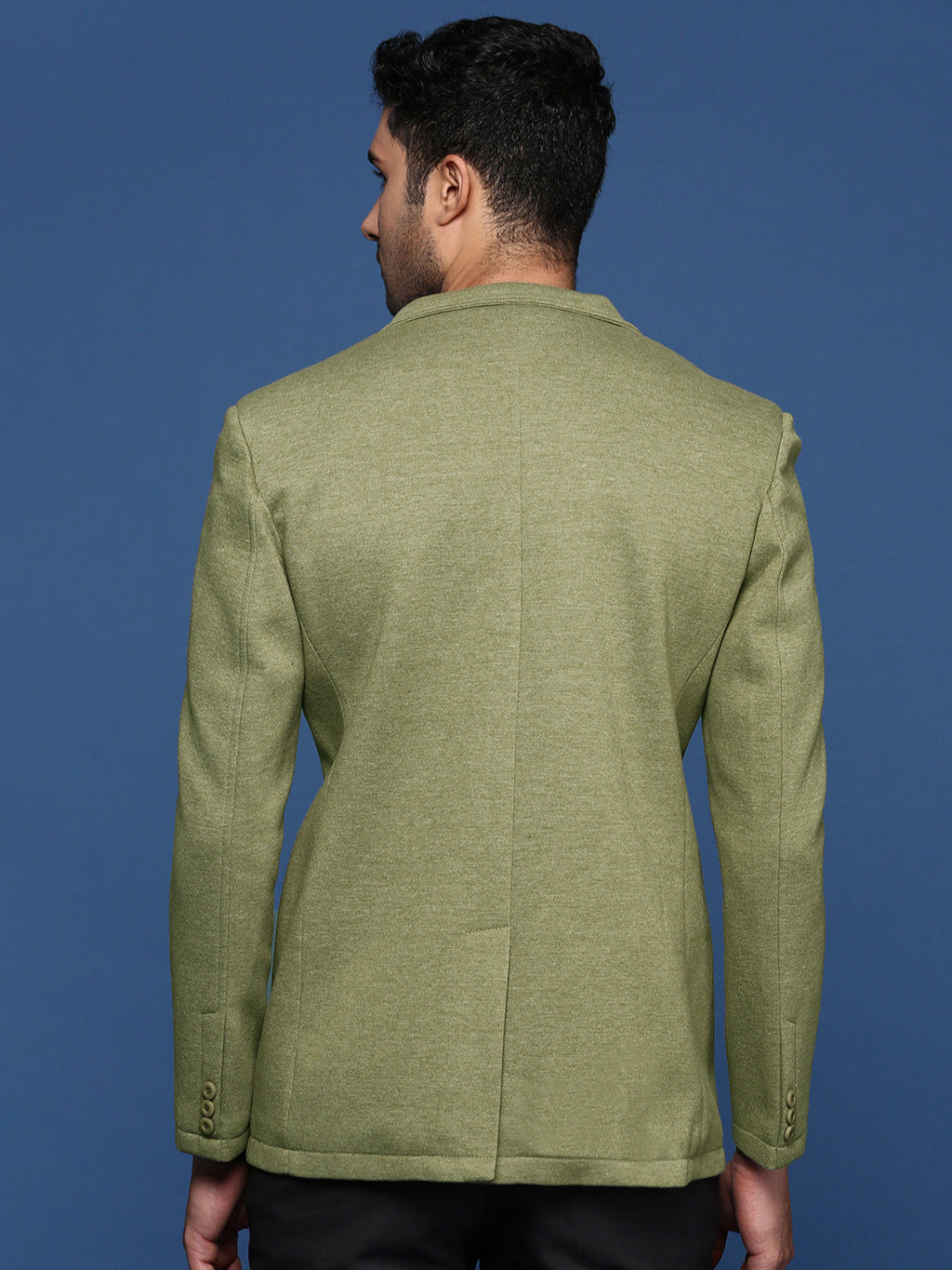 Men's Green Solid Single Breasted Blazer