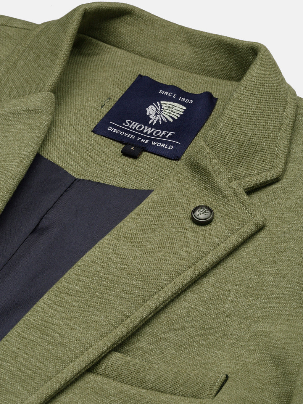 Men's Green Solid Single Breasted Blazer
