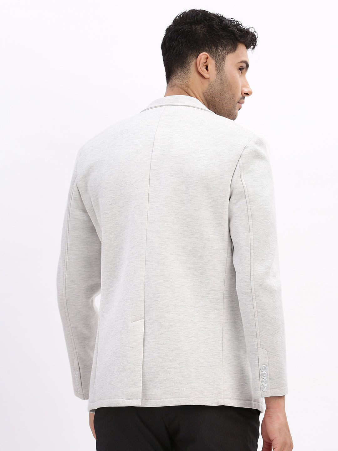 Men's Grey Solid Single Breasted Blazer