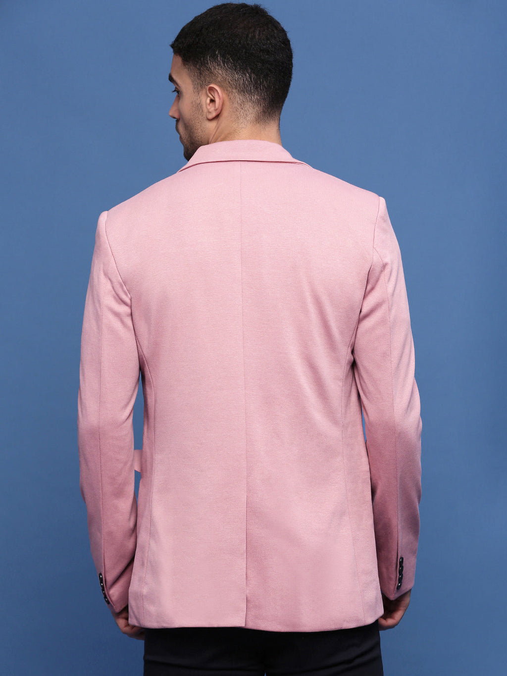 Men's Pink Solid Single Breasted Blazer