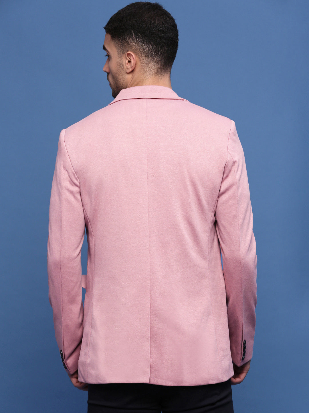 Men's Pink Solid Single Breasted Blazer