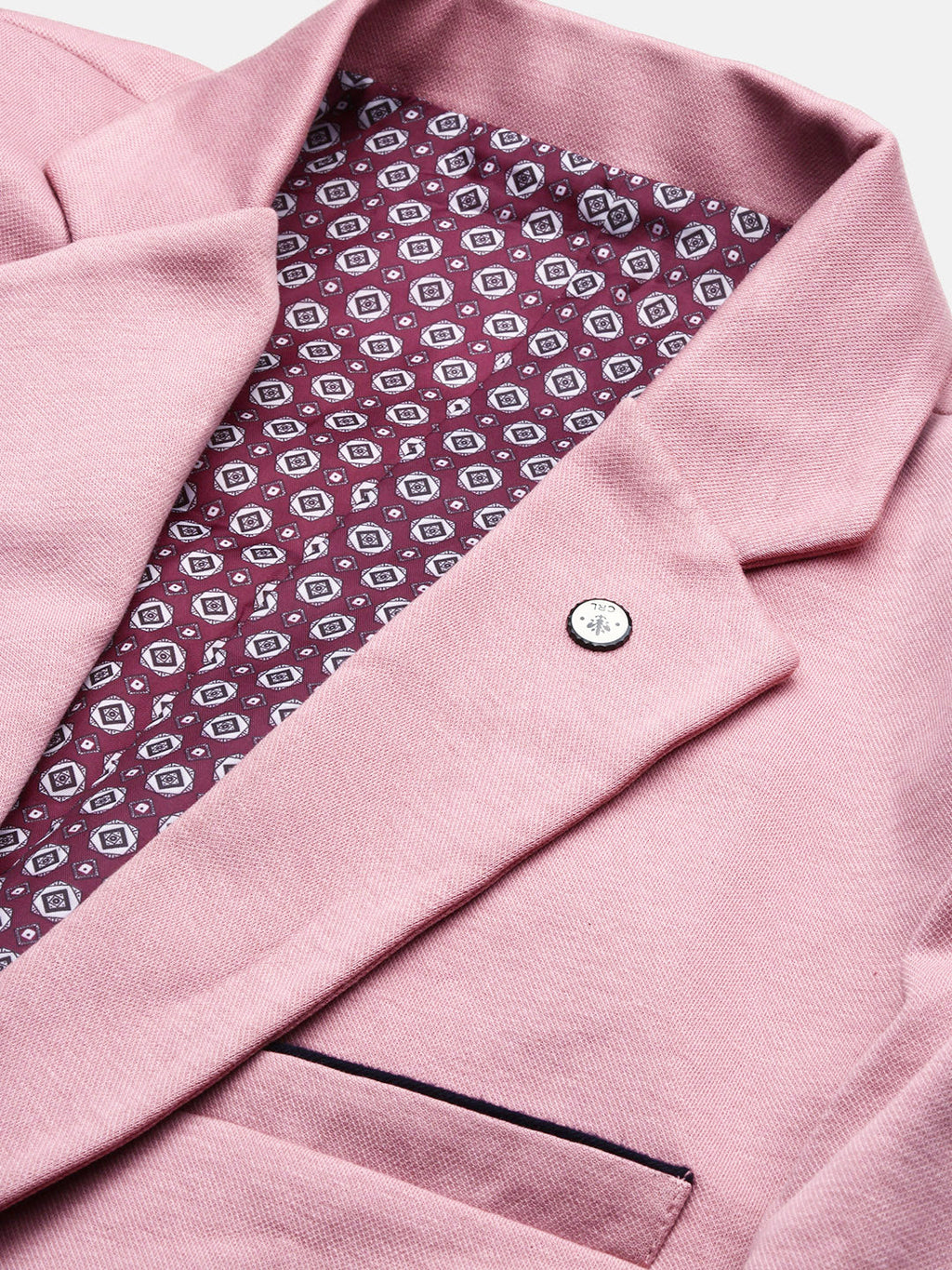 Men's Pink Solid Single Breasted Blazer