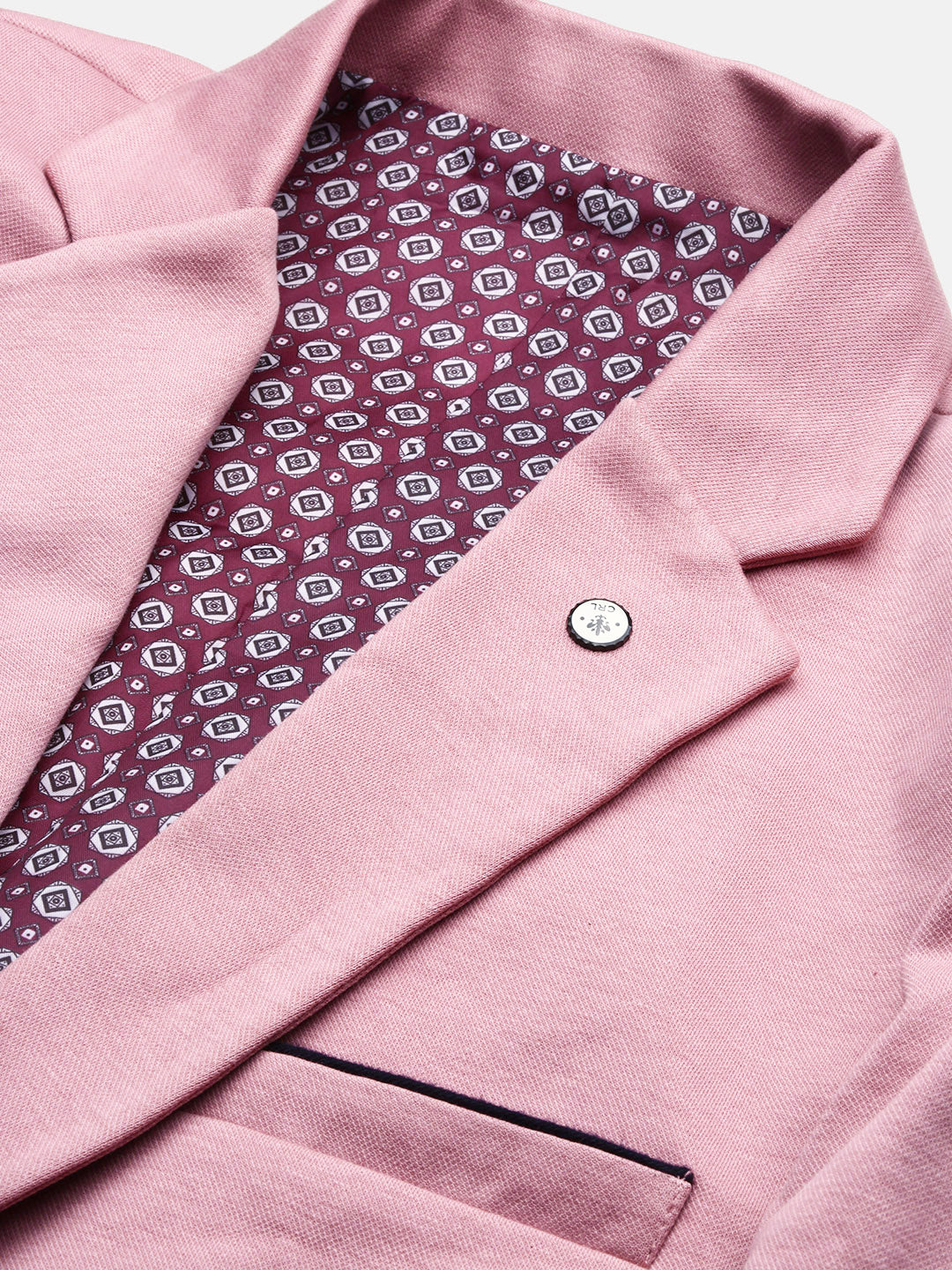 Men's Pink Solid Single Breasted Blazer