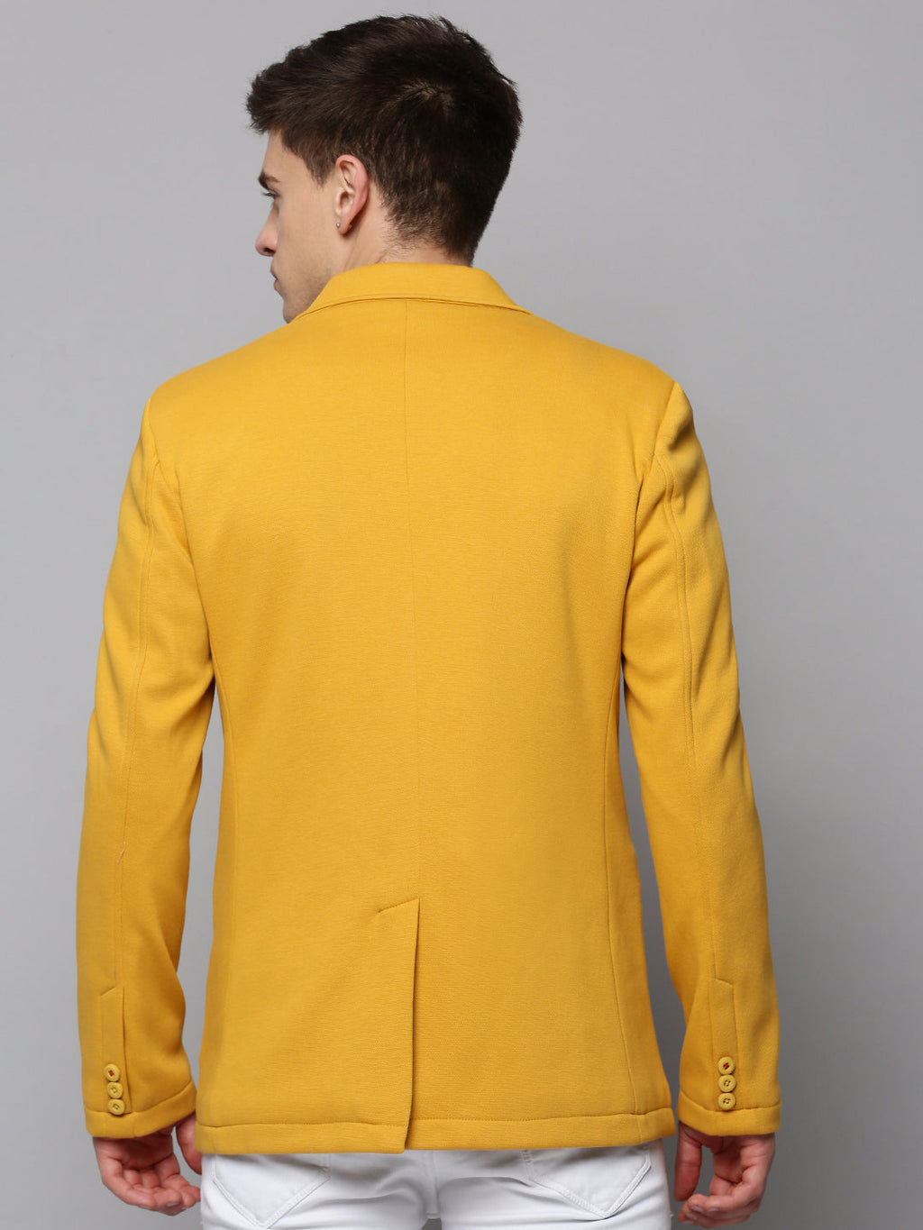 Men's Yellow Open Front Casual Blazers