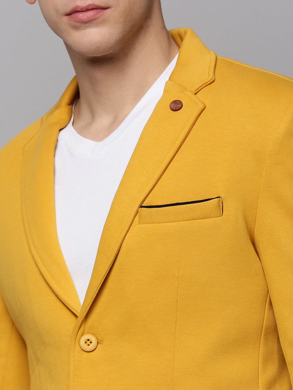 Men's Yellow Open Front Casual Blazers