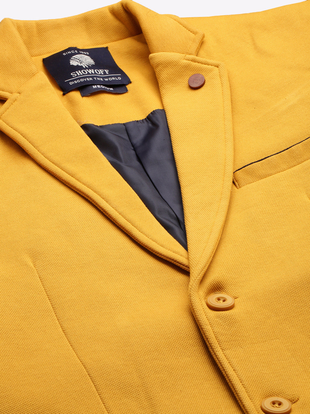 Men's Yellow Open Front Casual Blazers