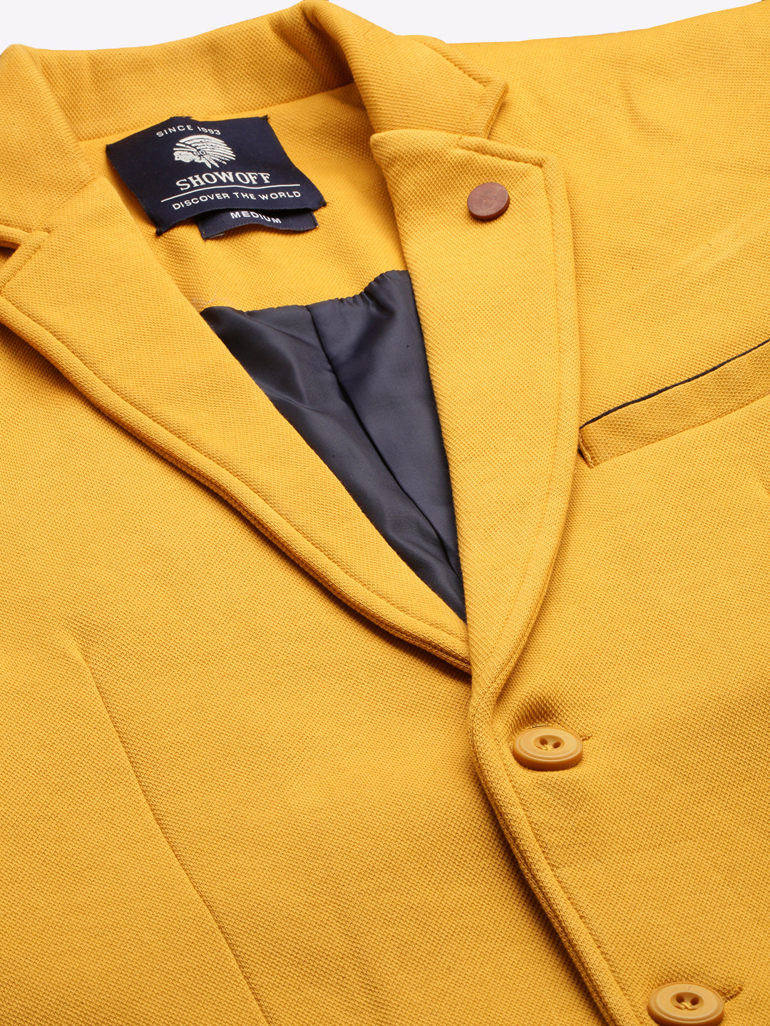 Men's Yellow Open Front Casual Blazers