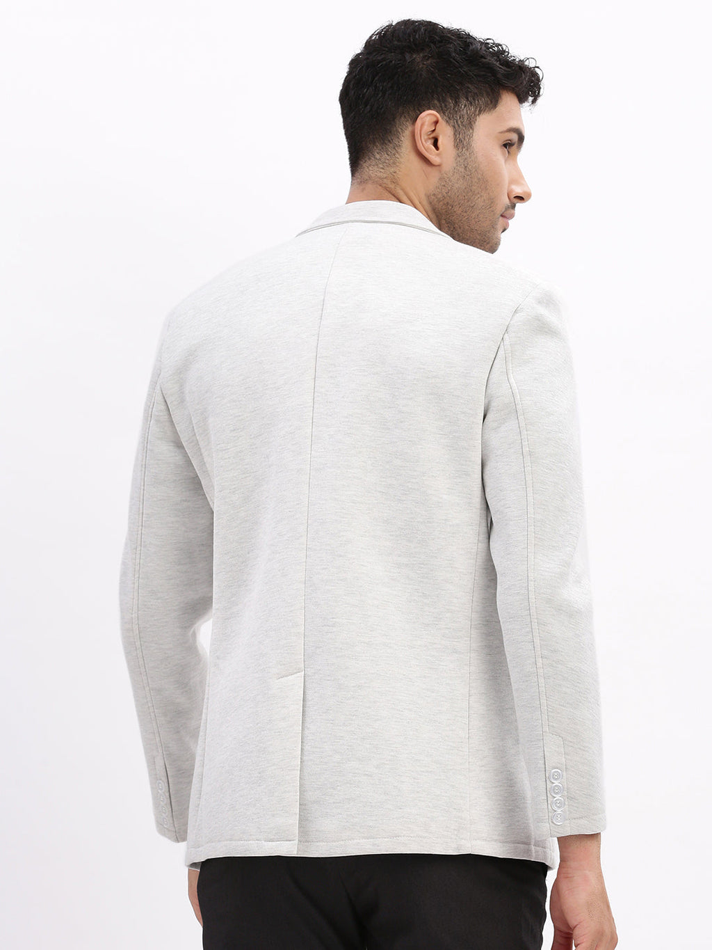 Men's Grey Single-Breasted Slim Fit Blazer with Notched Lapel