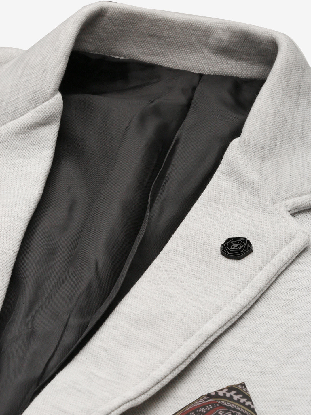 Men's Grey Single-Breasted Slim Fit Blazer with Notched Lapel