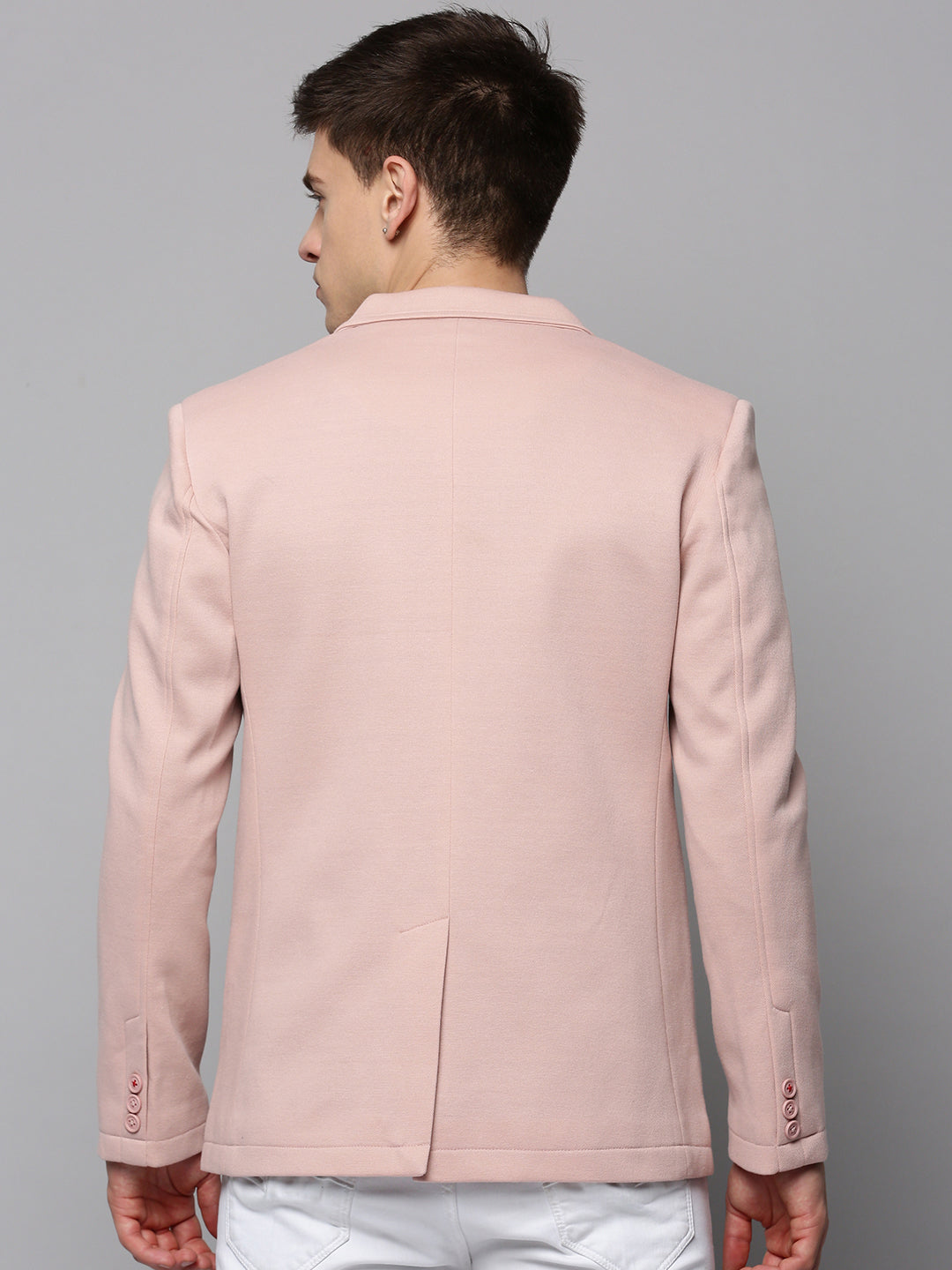 Men's Pink Single-Breasted Slim Fit Blazer with Notched Lapel