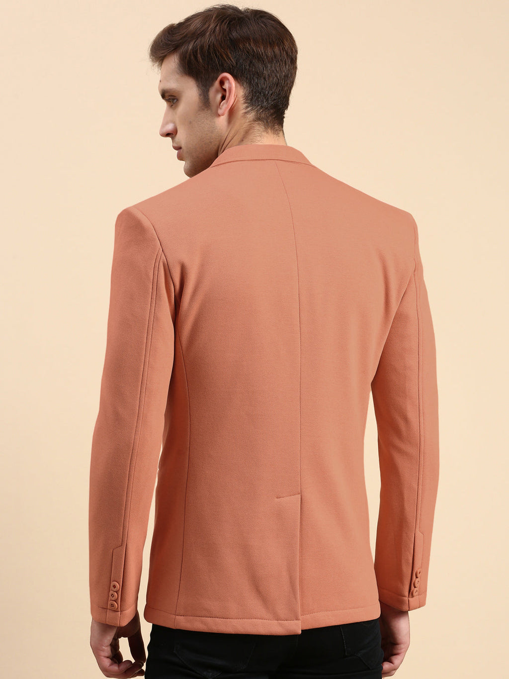 Men's Rust Single-Breasted Slim Fit Blazer with Notched Lapel