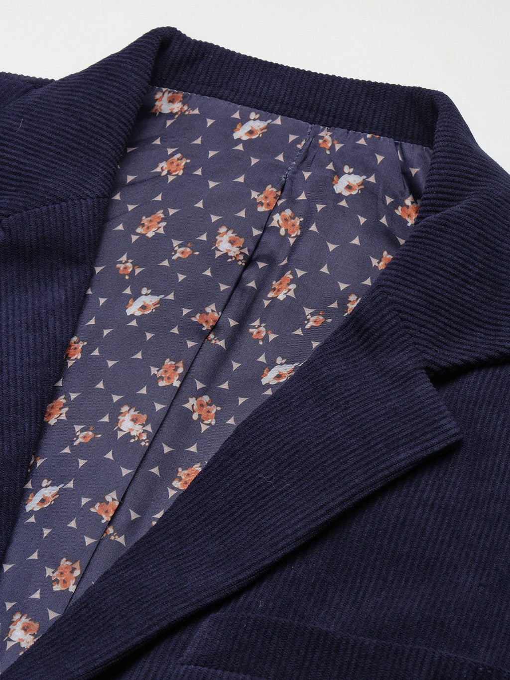 Men's Navy Blue Solid Single Breasted Blazer