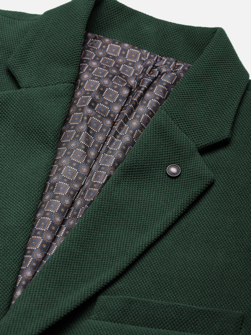 Men's Dark Green Solid Single Breasted Blazer