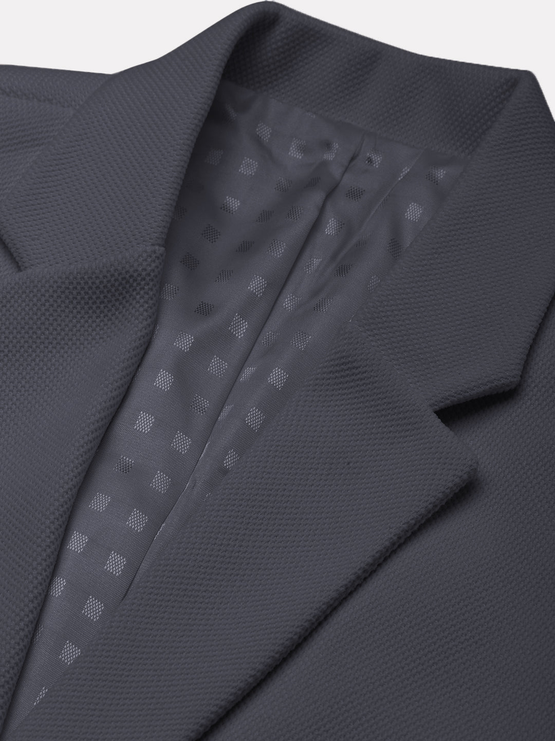 Men's Grey Solid Single Breasted Blazer