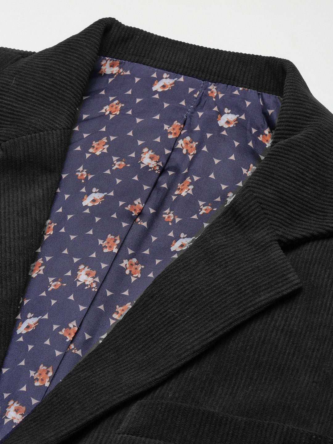 Men's Black Solid Single Breasted Blazer