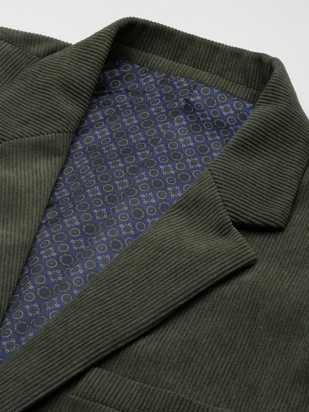 Men's Green Solid Single Breasted Blazer