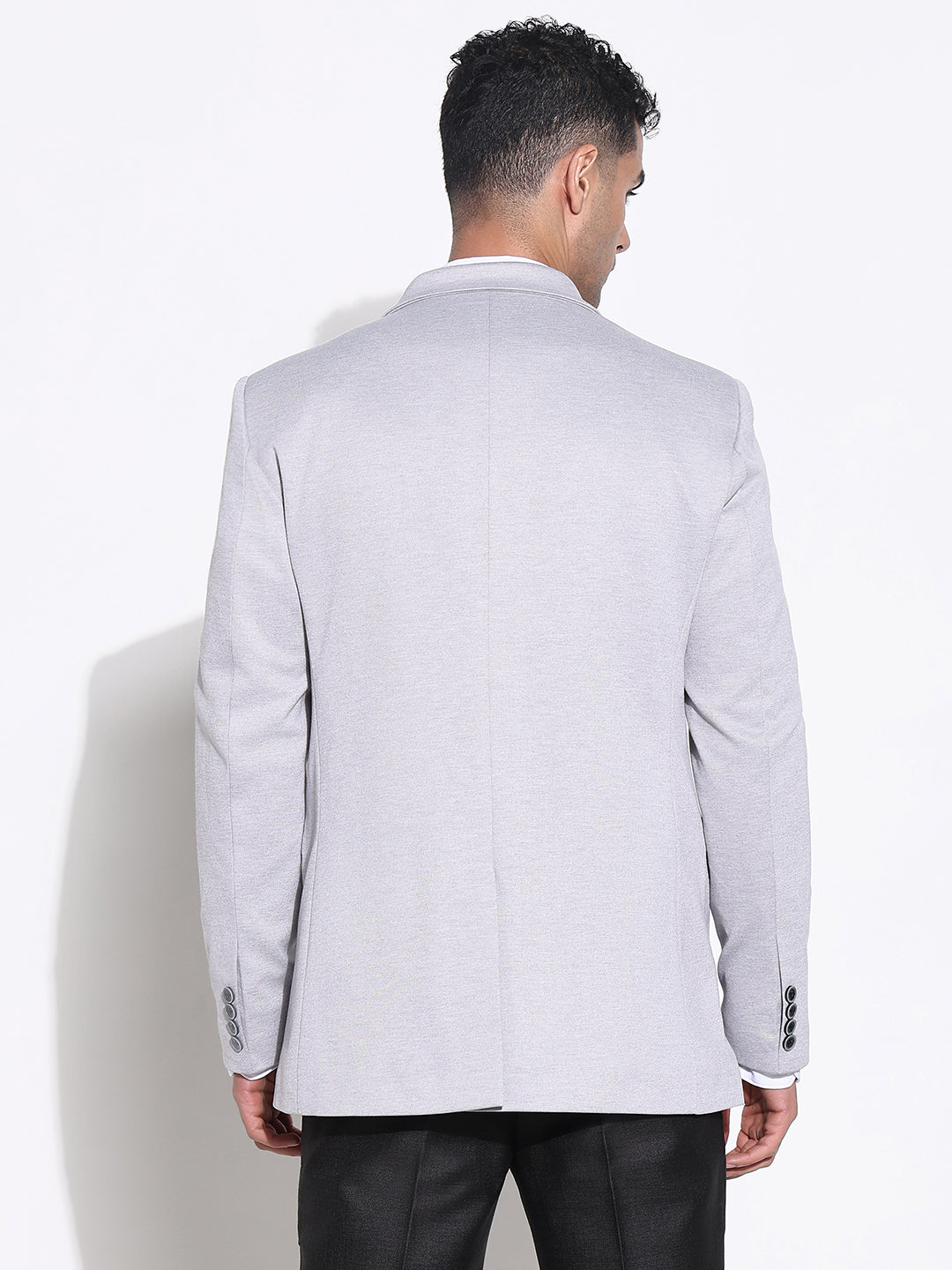 Men's Grey Slim-Fit Single-Breasted Blazers