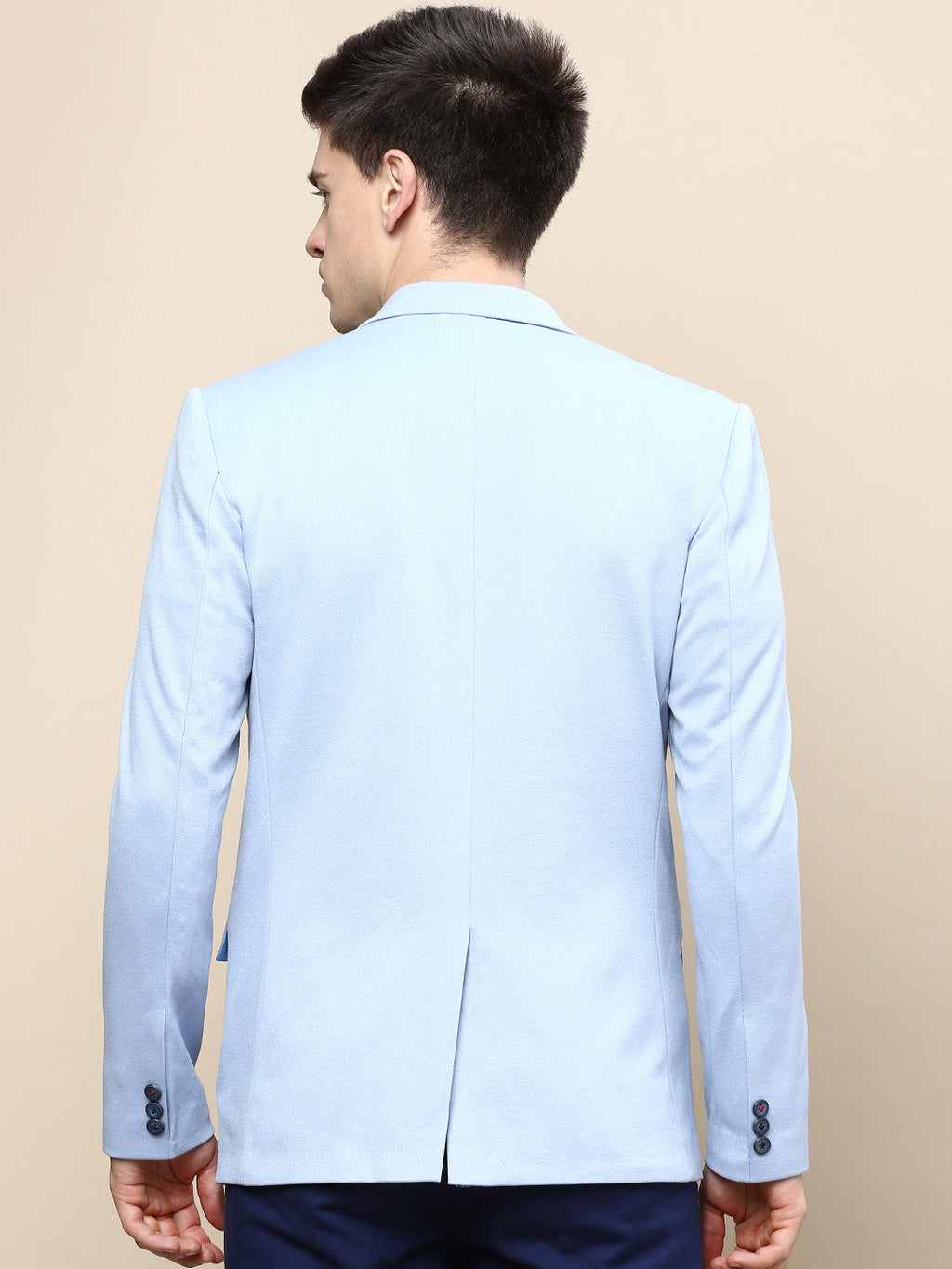 Men's Blue Notched Lapel Single Breasted Blazer