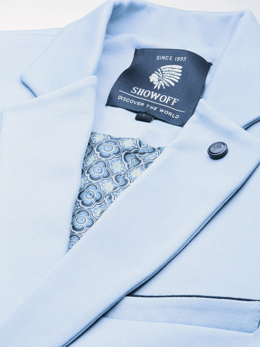 Men's Blue Notched Lapel Single Breasted Blazer