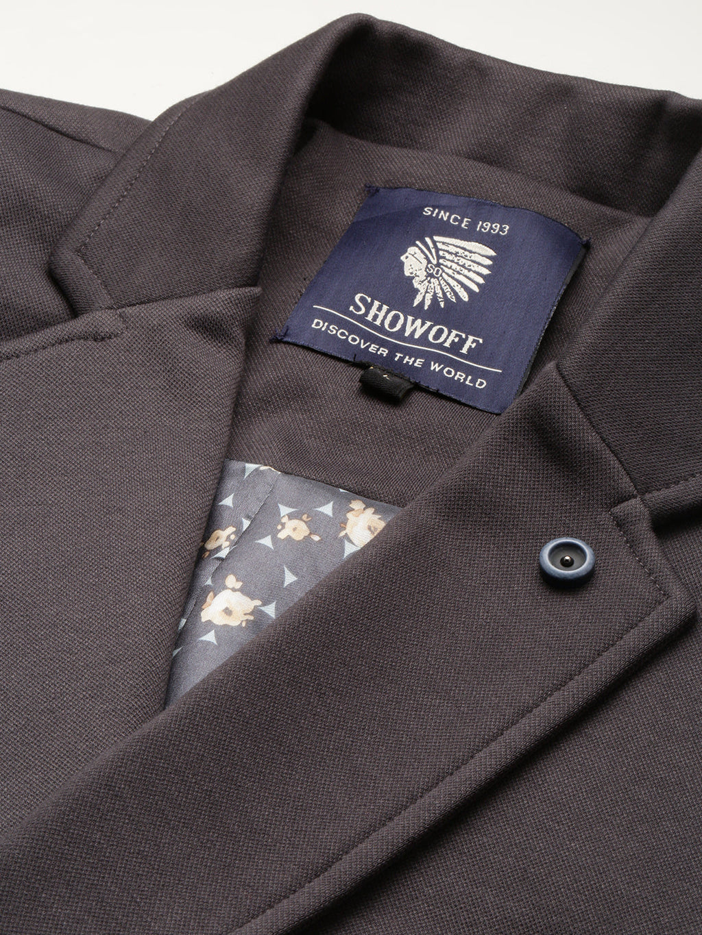 Men's Grey Slim-Fit Single Breasted Blazer