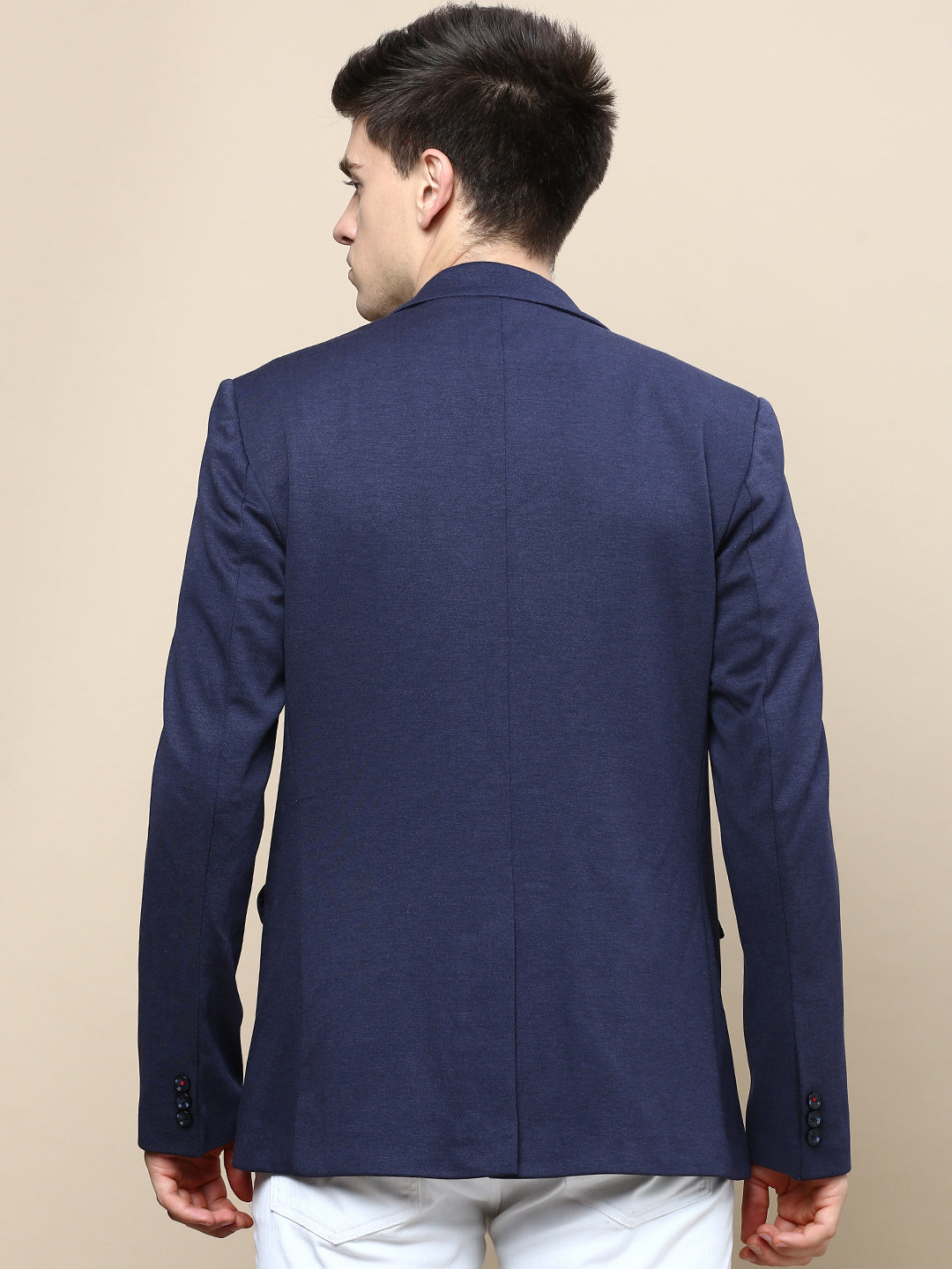 Men's Navy Blue Slim-Fit Single Breasted Blazer