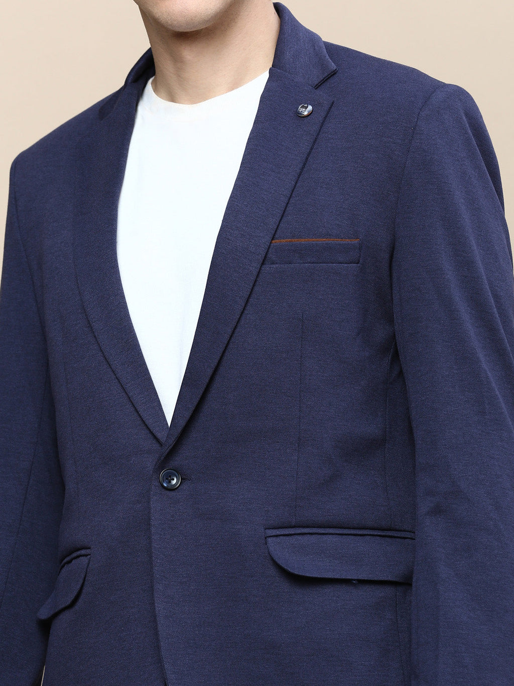 Men's Navy Blue Slim-Fit Single Breasted Blazer