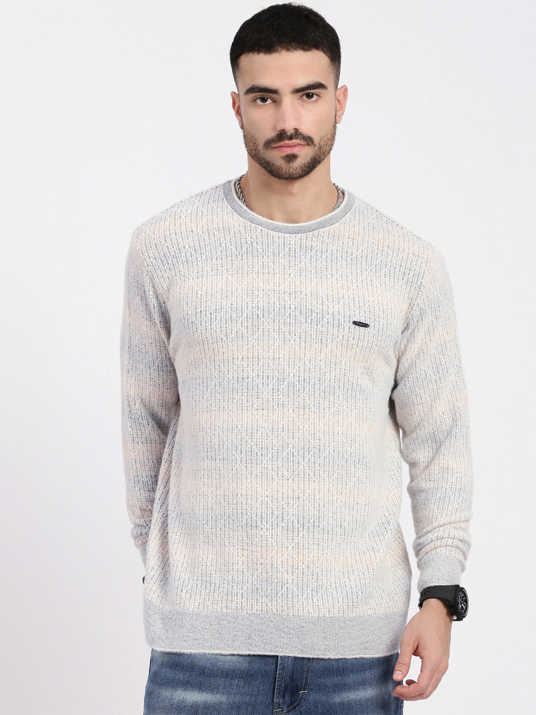 Men's Grey Geometric Sweater