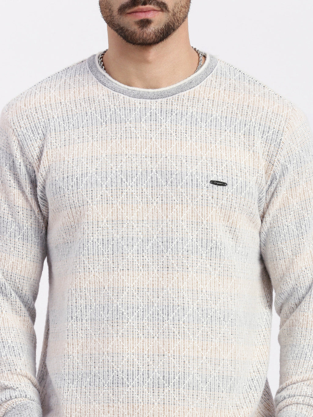 Men's Grey Geometric Sweater