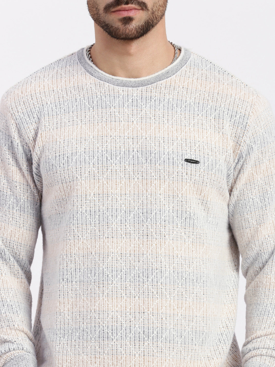 Men's Grey Geometric Sweater